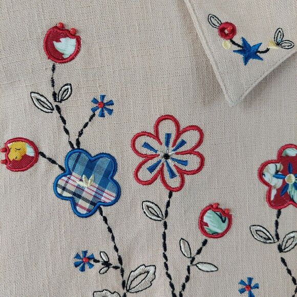 Alfred Dunner Womens Jacket 12 Embroidered Star Zipper Pockets Floral Grandma 80 - Picture 15 of 16